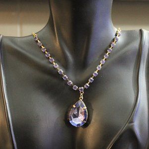 Acrylic Lightweight Blue Rhinestone Necklace